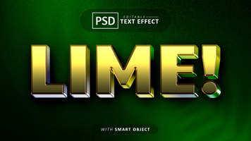 Lima 3d texto efecto editable psd