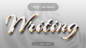 escritura blanco oro moderno 3d fuente estilo efecto psd