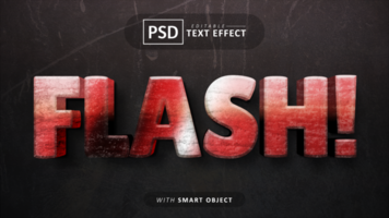Red flash 3d text effect editable psd