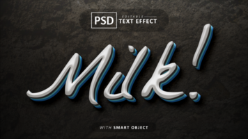 Leche 3d texto efecto editable psd