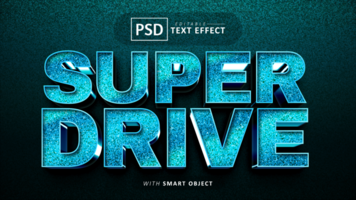 super dirigir azul 3d texto efeito editável psd