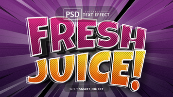 fresco suco quadrinho estilo texto efeito editável psd