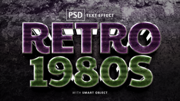 retrò 1980 testo effetto modificabile psd