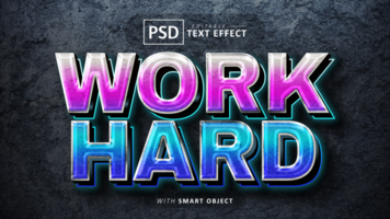 Work hard 3d text effect editable psd