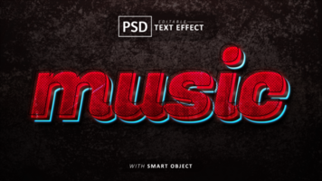 rojo música 3d texto efecto psd