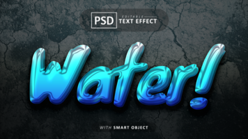 Water 3d text effect editable psd