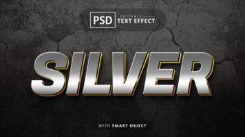argento 3d testo effetto modificabile psd