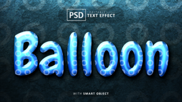 blauw ballon tekst effect bewerkbare psd