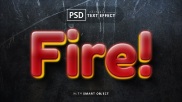fuego 3d texto efecto editable psd