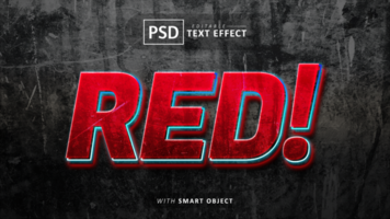 Red 3d text effect editable psd