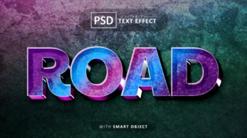 route 3d texte effet modifiable psd