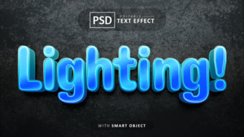 blu illuminazione 3d testo effetto modificabile psd