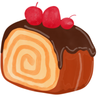 cioccolato rotolo torta con frutti di bosco. png