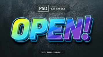 Open 3d text effect editable psd