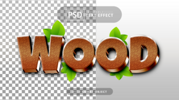 Wood 3d text effect editable psd