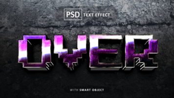 Over pixel 3d text effect editable psd