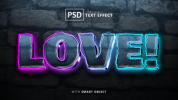 amor texto - editável néon 3d Fonte efeitos psd