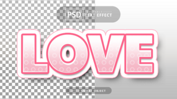 amor 3d texto efecto editable psd