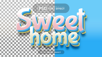 dulce hogar 3d texto efecto editable psd