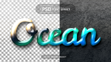Ocean text - editable 3d font effects psd