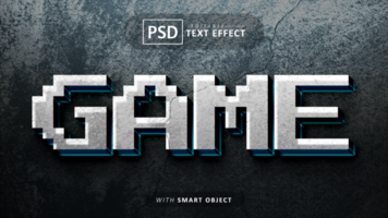 Game pixel 3d text effect editable psd