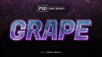 Grape 3d text effect editable psd