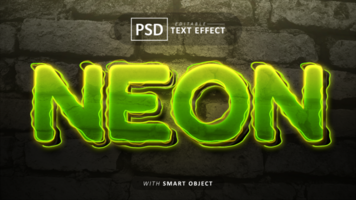 Neon text - editable 3d green font effects psd