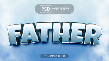 Father text - editable 3d cartoon font effect psd