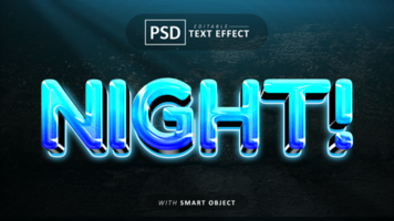 Night text - editable glow font effect psd