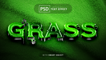 gras tekst - bewerkbare 3d doopvont effect psd