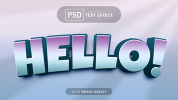 Hello text - editable 3d font effects psd