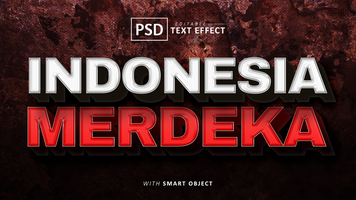 Indonésia merdeka independência dia 3d editável Fonte efeito psd