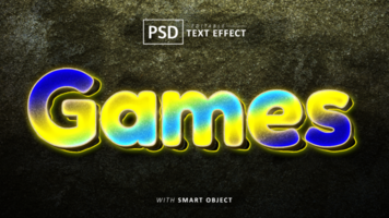 Games text - editable 3d neon font effect psd
