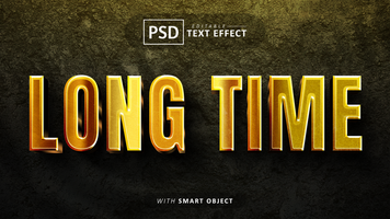 Long time text - editable 3d font effect psd