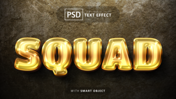 Squad text - editable 3d gold font effects psd