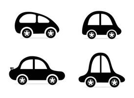 Silhouette cartoon cars simple cute vector illustration