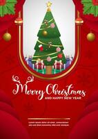 Poster Template Vector Merry Christmas and Happy New Year