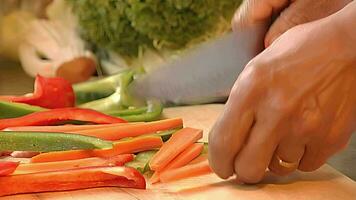 Cutting vegetables in the kitchen video