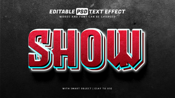 Red show 3d text effect editable psd