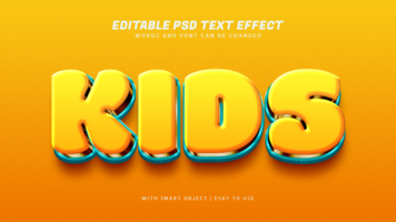 Kids cartoon 3d text effect editable psd