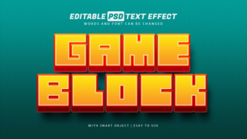 Game block 3d style text effect editable psd