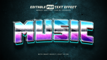 Music text effect 3d gradient style editable psd