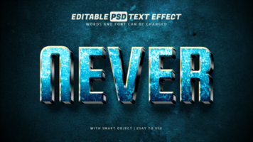 Nunca texto efeito 3d estilo editável psd