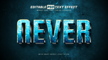 Never text effect 3d style editable psd