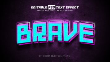 Brave glowing 3d text effect psd