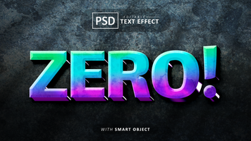 zero 3d texto efeito editável psd
