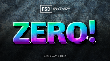 Zero 3d text effect editable psd