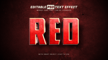 Red text effect 3d style editable psd