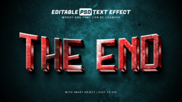 The end text effect 3d style editable psd