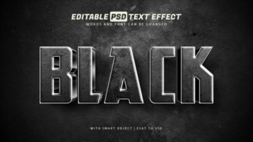 Black text effect 3d style editable psd